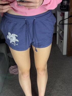 Lagaci Navy Blue Turtle Print Drawstring Athletic Shorts